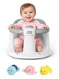 Baby Bath Seat for Babies 6 Months & Up - Bathtub Seats for Babies with 3 Baby Bath Toys, Non-Slip, Comfortable, Infant Bath Essentials-Grey
