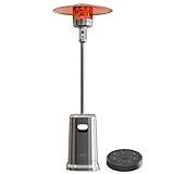 EAST OAK 50,000 BTU Patio Heater with Sand Box, Double-Layer Stainless Steel Burner, Table Design, Safety Protection System, Wheels, Propane Patio Heater for Home and Commercial, Stainless Steel