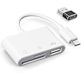 USB C SD Card Reader,USB C for iPhone 15 16/iPad/Mac/Laptop，3 in 1 sd Card Reader with Dual Slots & USB Port for Mac MacBook Pro/Air/Mini Android Laptop More USBC Typec Devices