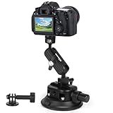 4.5" Suction Cup Camera Mount with Magic Arm, Car Camera Mount for GoPro Hero 12/11/10/Insta360 X5/DJI Osmo Action 5/Pocket3/DSLR & Mirrorless, Windshield Dashboard Holder for Video Shooting