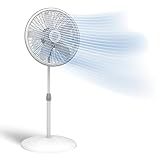 Lasko Oscillating Pedestal Fan - Lasko Fan with Adjustable Height and 3 Cooling Speeds, Portable, 18", White, 1820