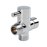 NearMoon Solid Brass G1/2" Shower Arm All Metal Universal 3-Way Diverter Valve for Handheld and Fixed Head, Replacement Component Adapter (Chrome Finish)