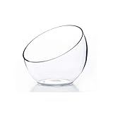 WGVI Clear Slant Cut Bowl Glass Vase, Glass Terrarium, Candy Dish, Glassware, Slant Open: 7". Height: 6" x 2.7". Base: 4" (1 Piece)