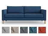 MASTERS OF COVERS Snug Fit Karlstad 3 Seat (Not 2 Seat) Sofa Cover Slipcover for The IKEA Karlstad Three Seat Slipcover Replacement-Navy Blue (Length:80'')