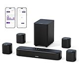 ULTIMEA 7.1ch Virtual Surround Sound Bar, Sound Bar for Smart TV with 4 Surround Speakers, Peak Power 330W, Surround Sound System for TV, App Control, TV Soundbar with Subwoofer, Opt/AUX/BT, Aura A40