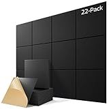 22 Pack Self-Adhesive Acoustic Panels, 12" X 12" X 0.4" High-Density Sound Proof Foam Panels for Walls, Soundproof Wall Panels for Home & Office (Black)