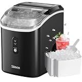 Nugget Ice Maker Countertop, Silonn Chewable Pellet Ice Machine with Self-Cleaning Function, 36lbs/24H Portable Ice Makers for Home Kitchen Office, Black