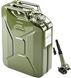 5 Gallon Metal Container with Spout and Handle, Trucks Cars Motorcycle Equipment. (Green, 1 Pack)