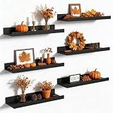 upsimples Floating Shelves for Wall Decor and Storage, Black, 6Pcs 15.7''