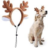 Beviliu Dog Reindeer Antlers Headband, Dog Christmas Antlers Costume
