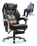 Massage Office Chair with Foot Rest,Oversized Executive Office Chair with Vibration and Heating for Lumbar Support and Back, Ergonomic Comfort Reclining Chairs Managerial Chairs for Heavy People