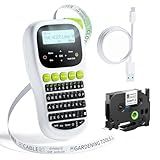 Vixic Label Maker Machine with-Tape, H1100 Handheld Label Maker Portable Labeler with Backlight Screen Keyboard for Home School Office Organization, Multiple Fonts Symbols Borders Easy to Use Inkless