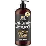 Firming Body Massage Oil with Collagen & Stem Cell – Helps Smooth The Appearance of Cellulite & Improve Skin Texture – Refreshing Aromatherapy Body Oil for Legs & Full Body – 16 Fl Oz