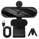 Gowzmnd HD 1080P Webcam with Built-in Microphone and Rotatable Tripod, 1080P Video and Wide Angle Camera, Privacy Cover, for Desktop PC or Laptop Computer （Black）
