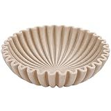 YMXYJM Large Decorative Bowl, Modern Handicraft Bowls for Home Decor, Fruit Bowl for Kitchen Counter, Ruffle Decor, Stylish Key Bowl for Entry Table, Artificial Stone Beige