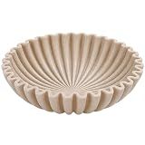 YMXYJM Large Decorative Bowl, Modern Handicraft Bowls for Home Decor, Fruit Bowl for Kitchen Counter, Ruffle Decor, Stylish Key Bowl for Entry Table, Artificial Stone Beige