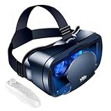 VR Headset, 3D VR Glasses Virtual Reality Headset for iPhone & Android with Controller, Compatible 5.0-7.0 inch, Adjustable Anti-Blue Light Virtual Reality Goggles for Kids & Adults(Black)