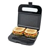 OVENTE Electric Sandwich Maker, 750W Non-Stick Plates, Black GP0401B