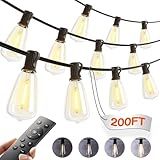 addlon 200FT(50FT*4) Outdoor String Lights with Remote,Waterproof Patio Lights ETL Listed with Shatterproof Dimmable ST38 LED Bulbs Connectable Outdoor Lighting for Backyard Bistro Garden Bistro