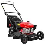 PowerSmart EasyCut 18-Inch 144cc Push Gas Lawn Mower, 3-in-1 Mulch/Bag/Side Discharge, Steel Deck, 6 Height Adjustment