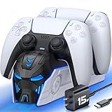 Upgraded for PS5 Controller Charger with Fast Charging AC Adapter, Dual Controller Charging Station Stand for PlayStation 5, Docking Station Replacement for PS5 Accessories Kits
