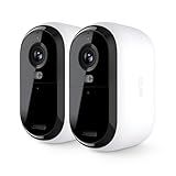 Arlo Essential Security Camera 2K | Outdoor-Indoor | 2nd Gen | Wireless with Spotlight, 2-Way Audio, Color Night Vision, Live Stream, Motion Activation, Real Time Notifications - White, 2 Camera