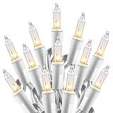 Minetom Clear Christmas Lights Set 100 Count 20 Feet Incandescent Bulb Mini String Lights for Indoor Christmas Tree Garland Birthday Wedding Party Festival Decoration, White Wire