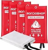 Emergency Fire Blanket for Home and Kitchen, 4 Pack, 40" x 40" Coverage
