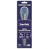 DenTek Metal Tongue Scraper for Better Oral Health – Removes Bacteria, Fights Bad Breath – 100% Stainless Steel, Dishwasher-Safe – Slim Design, Works Gently
