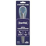 DenTek Metal Tongue Scraper for Better Oral Health – Removes Bacteria, Fights Bad Breath – 100% Stainless Steel, Dishwasher-Safe – Slim Design, Works Gently