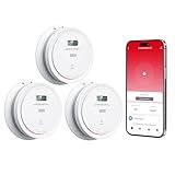3 Packs Wi-Fi Smoke Detector Carbon Monoxide Detector Combo with App Notifications, Smart Smoke and Carbon Monoxide Detector with LCD Display & Replaceable Battery, Compatible with Tuya Smart