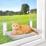 AMOSIJOY Foldable Cat Window Perch with Metal Frame, M Gray
