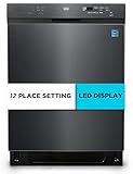 BLACK+DECKER 24" Built-In Dishwasher, 12-Place Setting Capacity with Stainless Steel Tub, Dish Washer with 6 Wash Programs, Low Noise, ENERGY STAR Certified, BDW200MB, Black