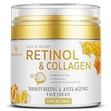 Retinol Cream for Face Anti Aging: Wrinkle Cream for Face Neck with Collagen Hyaluronic Acid - Night Moisturizer for Men Women - Facial Skin Care Christmas Gift for Mom Dad Sister