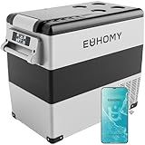 EUHOMY 12 Volt Refrigerator, 59QT(55L) Electric Cooler, 12V Fridge APP Control, 12V Cooler -4℉~68℉, Portable Freezer 12/24V DC 100-240V AC for Camping, Travel, Truck, Home