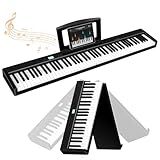 TERENCE V30 Digital Piano 88 Key Weighted Keyboard, Full Size Piano Keyboard with 2X5W Speakers, Music Stand and Sustain Pedal, Portable Folding Piano Gift Teaching for Beginners