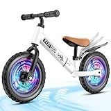 Toddler Balance Bike for 2-5 Year Old,Kids Balance Bike with Fender,Kids Bicycle for 2 3 4 5 Years Old Boy Girl Birthday Christmas Toy Gift,Adjustable Seat/Handlebar,Flat-Free LED Tires,10Min Assembly