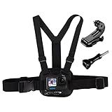 Suptig Chest Mount, Adjustable Chest Strap, Breathable Material Compatible for Gopro Hero 12 Hero 11 Hero 10 Hero 9 Hero 8 Hero 7 Hero 5 Hero 4 Hero 3, AKASO, DJI osmo and More Action Cameras (Black)