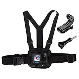 Suptig Chest Mount, Adjustable Chest Strap, Breathable Material Compatible for Gopro Hero 12 Hero 11 Hero 10 Hero 9 Hero 8 Hero 7 Hero 5 Hero 4 Hero 3, AKASO, DJI osmo and More Action Cameras (Black)