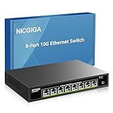 8 Port 10G Ethernet Switch Unmanaged,with 8X 10Gb Base-T Ports, NICGIGA 10Gbps Network Switch Easy for 10G NAS,PC,WiFi7 Router,10G Adapter/NIC. Desktop or 19-inch Rack Mount, Plug and Play.