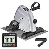 FURFAST Mini Exercise Bike: Portable Under Desk Bike Pedal Exerciser Foot Cycle Arm & Leg Pedal Exerciser with LCD Screen Displays & Adjustable Resistance for Home/Office(Silver )