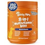 Zesty Paws Dog Multivitamin, Chewable Dog Vitamins and Supplements for Hip & Joints, Skin & Coat, Omega 3 Fish Oil for Dogs- Senior & Puppy Multivitamin - Chicken- 250ct
