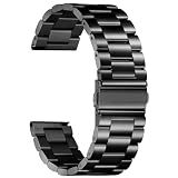 Nelumbo Quick Release Metal Chain Watch Bands,22MM Solid Stainless Steel Business Bracelet Strap for Samsung Gear S3/Galaxy Watch 46mm(2019)/Galaxy Watch 3 45mm (Black, 22)