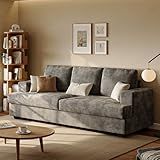 Comkei 89" 3 Seater Couches for Living Room Sofas Comfy Sectional Couch with 24" Deep Seat Loveseat Sofa for Small Apartment, Grey