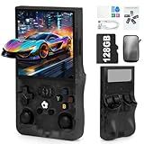 Rhesusco R36MAX Handheld Game Console - 4.0-Inch Screen, Support 22000+Classic Games,128G TF Card,Portable Console with Open Source System,4000mAh Battery,Birthday Gift for Adult or Partner - Black