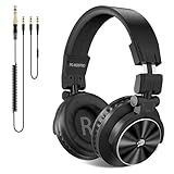 PUPGSIS Over Ear Headphones Wired: Studio Monitor Headphones - Professional 40kHz Hi-Res DJ Stereo Headphones - 1/4 to 3.5mm Audio Jack for Recording/Mixing/Podcast/Guitar/Piano