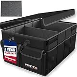 FORTEM Car Trunk Organizer, Collapsible Multi Compartment Car Organizer, Foldable SUV Storage for Car Accessories for Women Men, Soft Cover (Black)