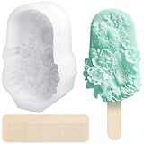 Popsicles Molds Silicone Flower Ice Cream Molds Floral Design Homemade Silicone Mold for Ice Cream & Frozen Treats(E)