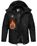 Yufawow Men Winter Jacket Work Coat Waterproof Windbreaker Heavy Softshell Heat Warm Thermal Insulated Ski Snow Snowboard Snowmobile Casual Outdoor Cold Weather Flight Bomber Pilot Workwear Black