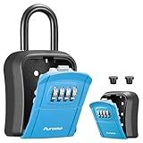 Puroma Key Lock Box, Portable Combination Lockbox Wall-Mounted Key Storage Box for House Keys, Resettable Code Safe Security Lock Box for Home, Office, Apartment Spare Key Storage (1 Pack, Blue)